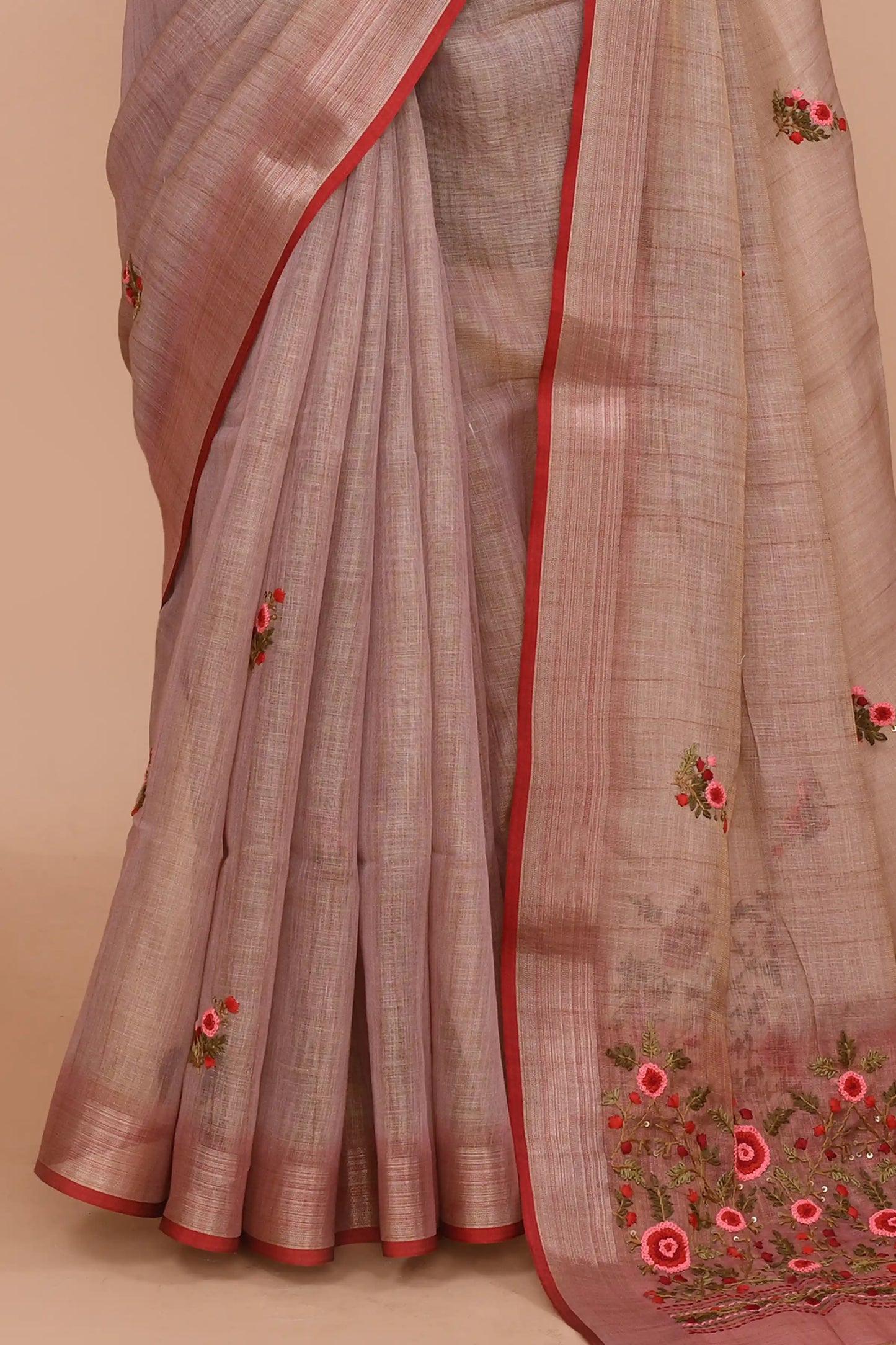 Elysia Dusty Rose Pink Saree featured