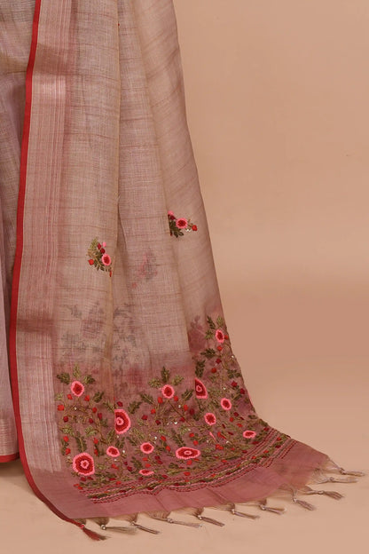 Elysia Dusty Rose Pink Saree featured