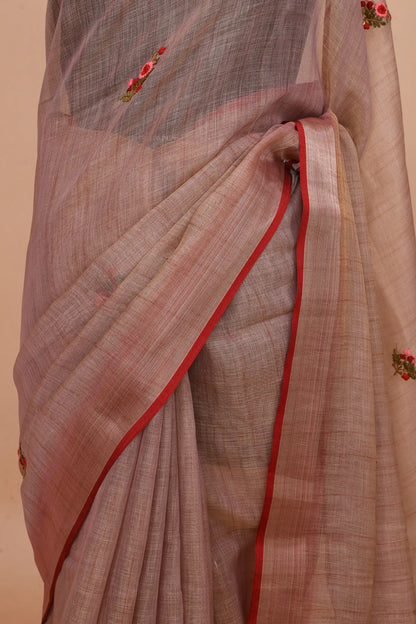 Elysia Dusty Rose Pink Saree featured
