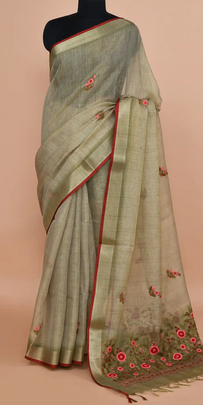 Elysia Sage Green Saree featured