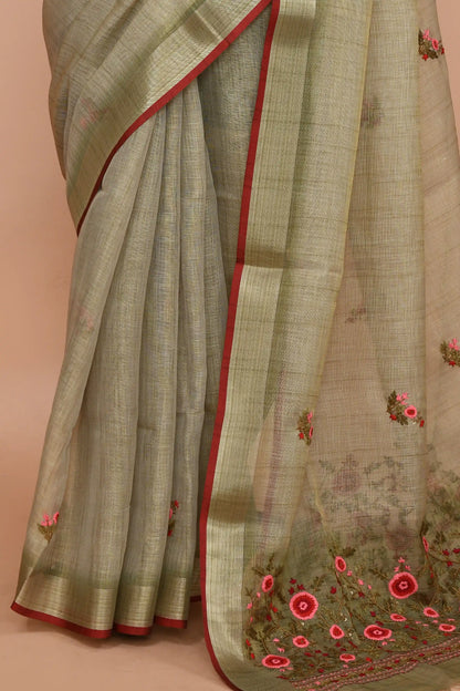 Elysia Sage Green Saree featured