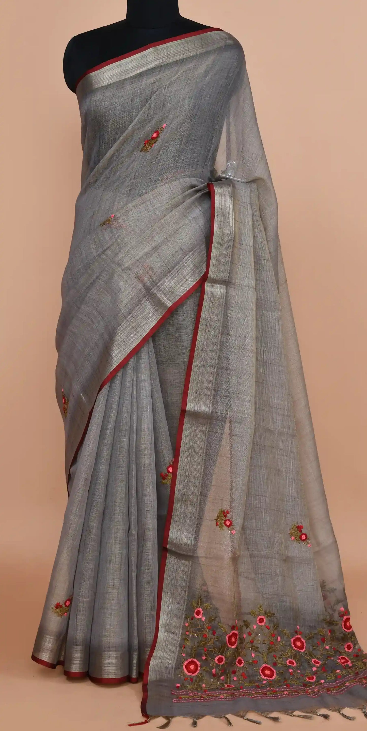 Elysia Steel Grey Saree featured