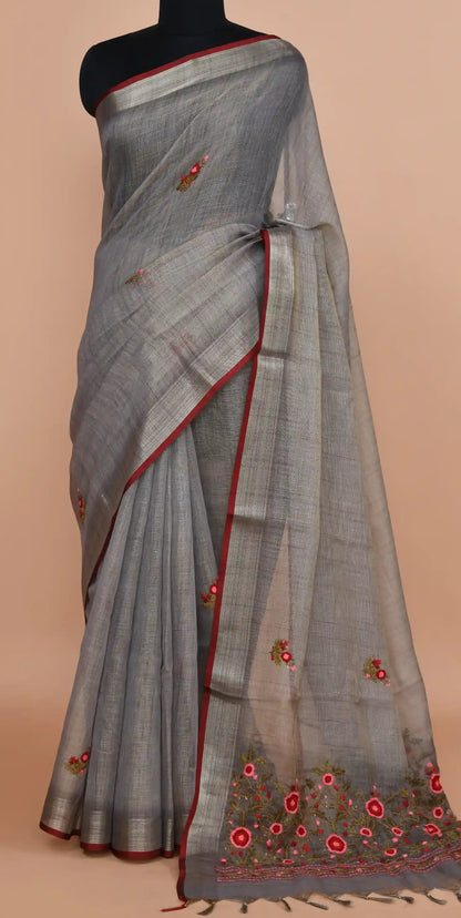 Elysia Steel Grey Saree featured