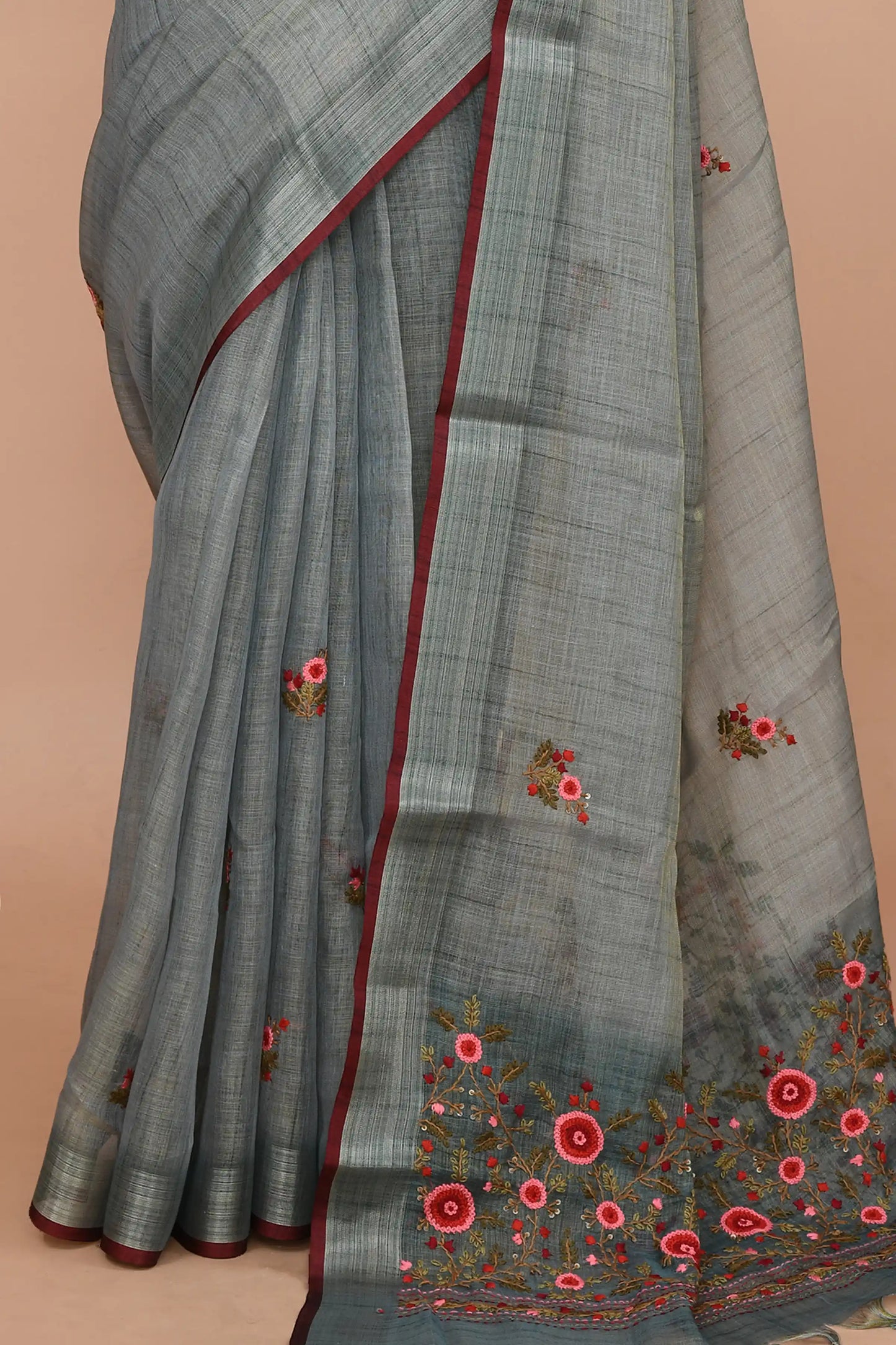 Elysia Steel Grey Saree featured