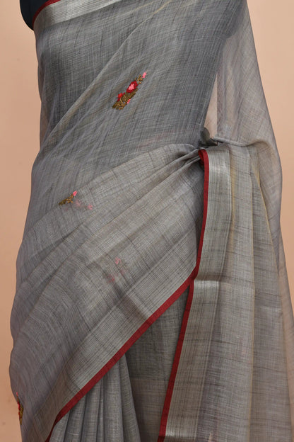 Elysia Steel Grey Saree featured