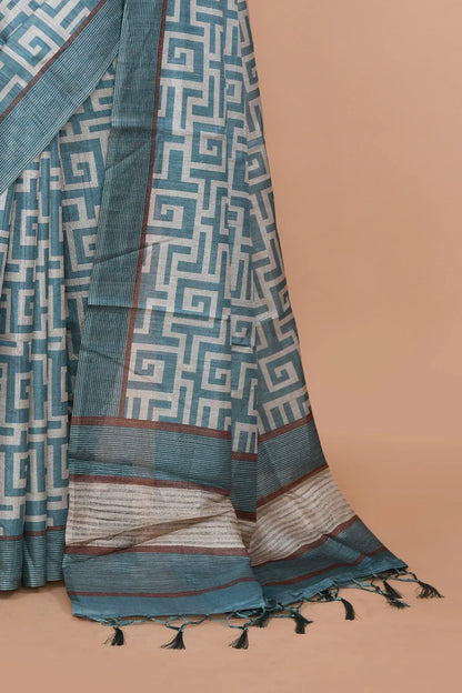 Neytra Peacock Blue Saree featured