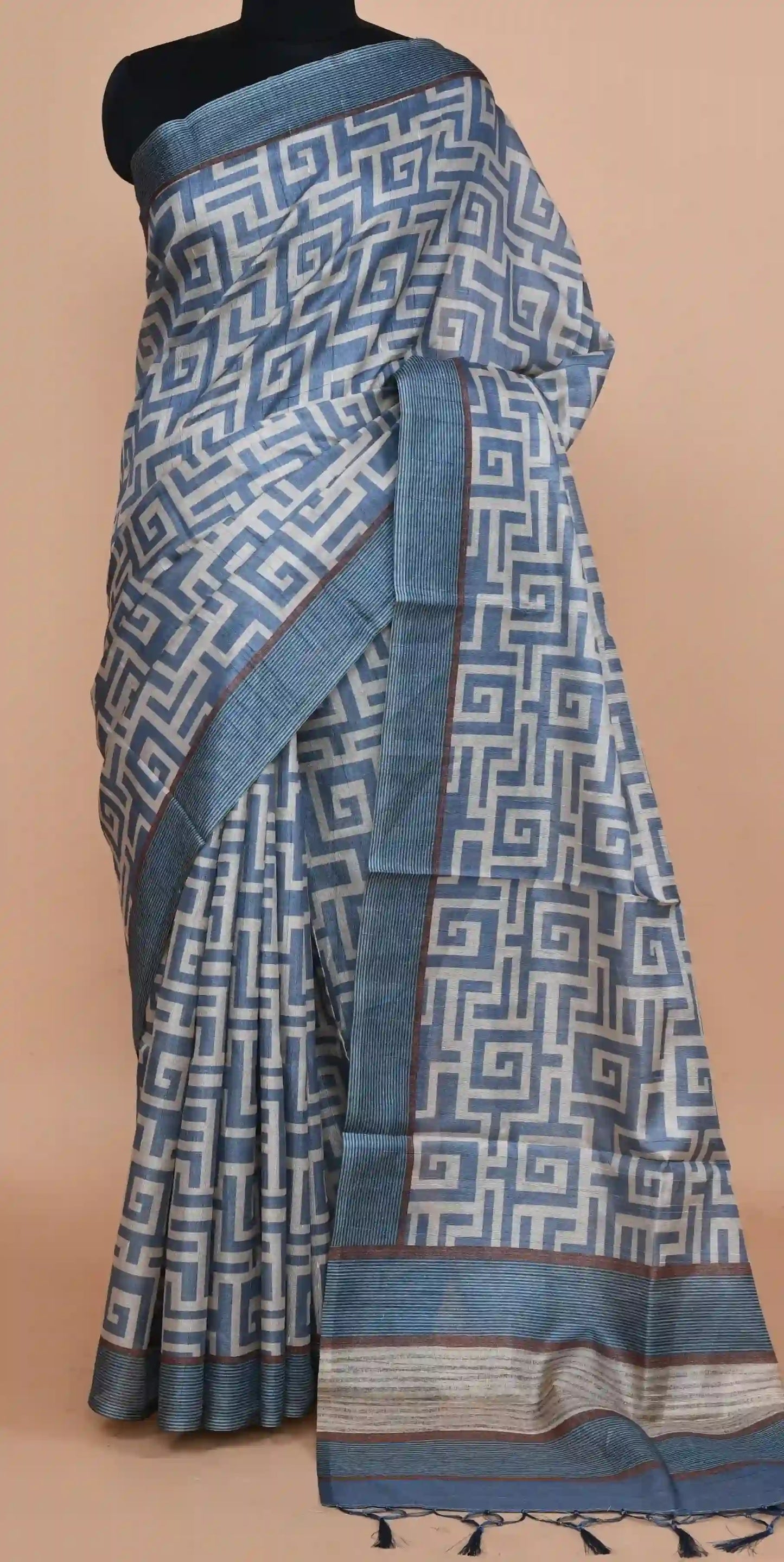 Neytra Steel Blue Saree featured