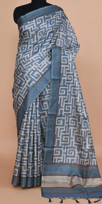 Neytra Steel Blue Saree featured
