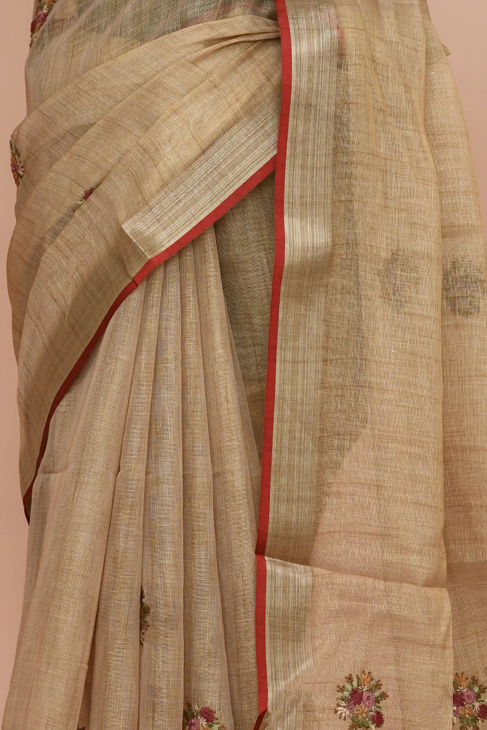 Kavya Muted Gold Beige Saree featured