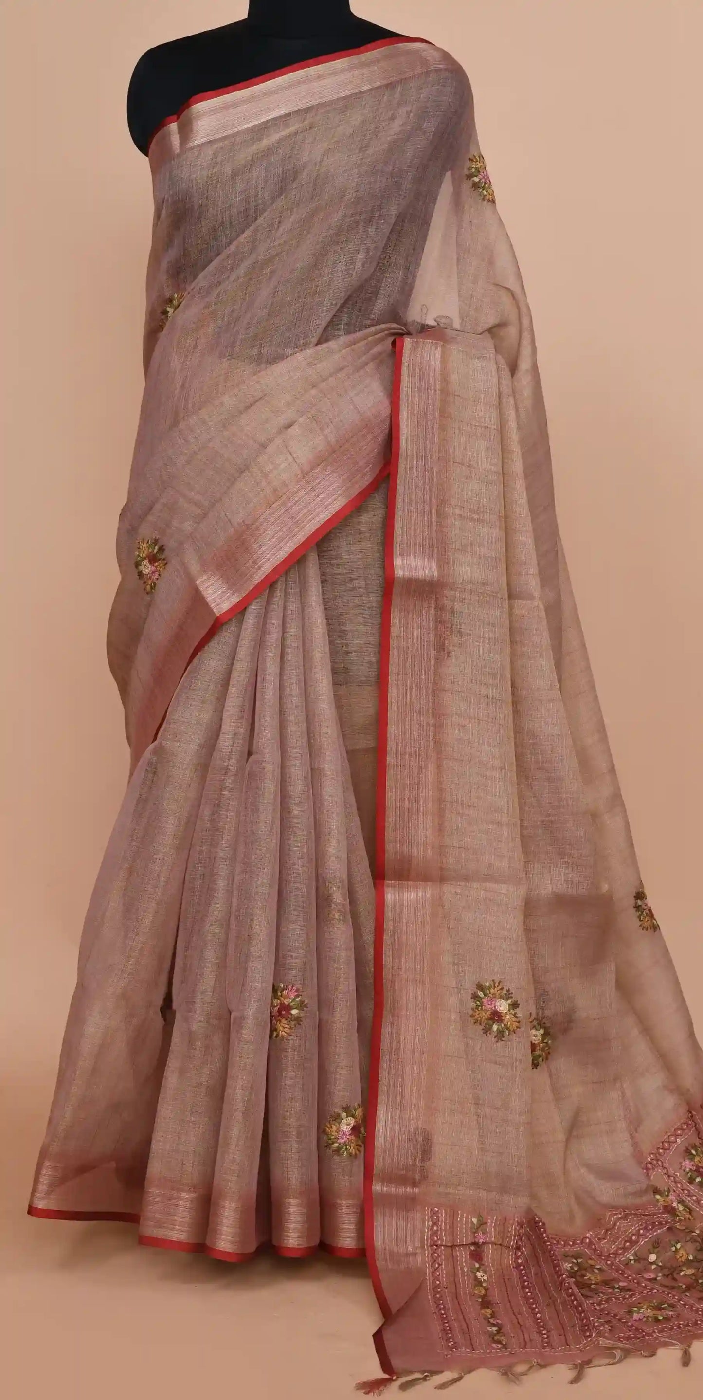 Kavya Dusty Rose Pink Saree featured