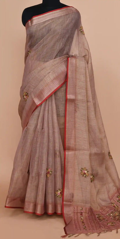 Kavya Dusty Rose Pink Saree featured