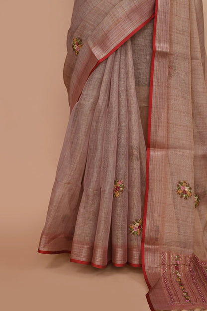 Kavya Dusty Rose Pink Saree featured