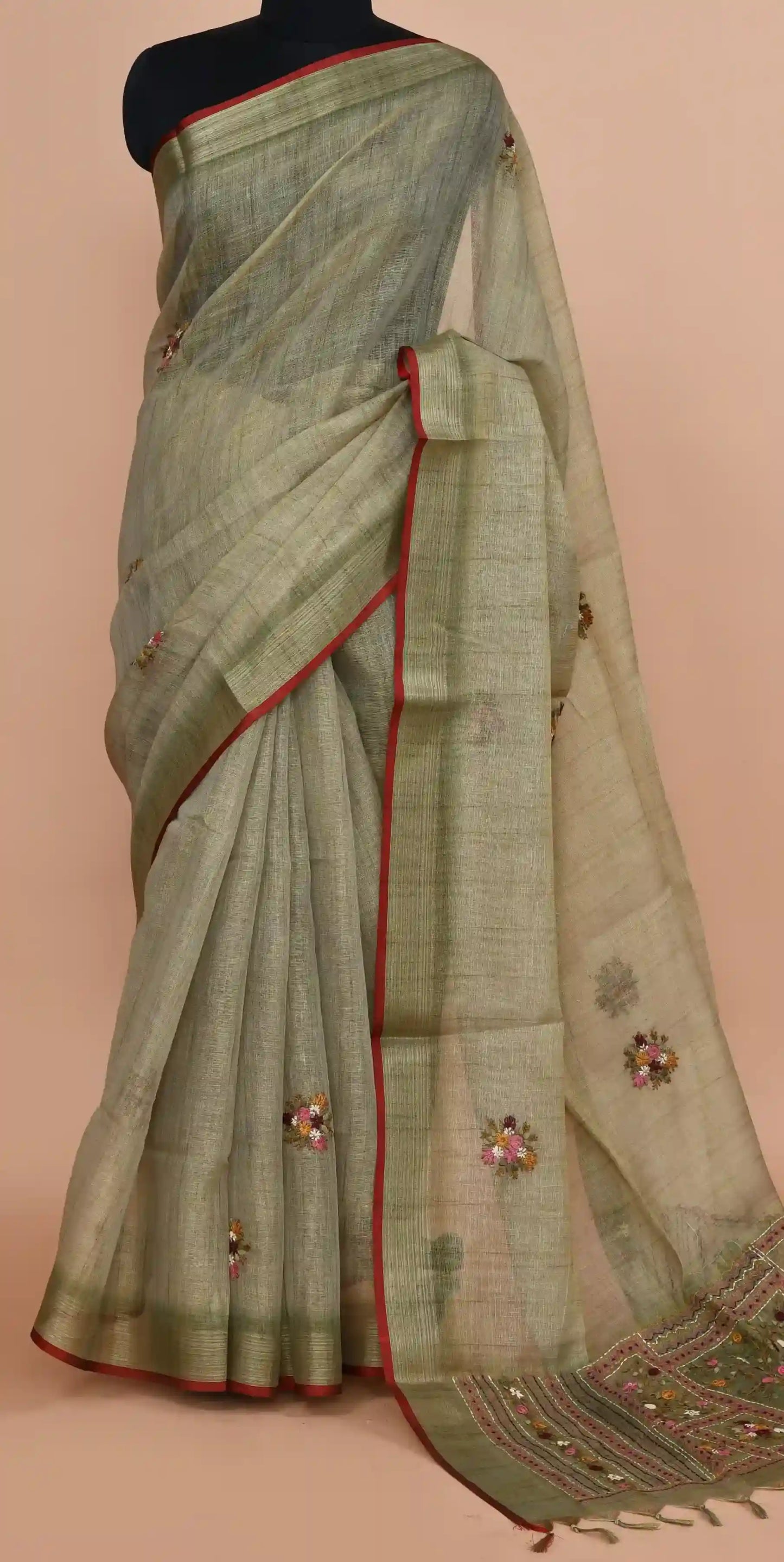 Kavya Sage Green Saree featured