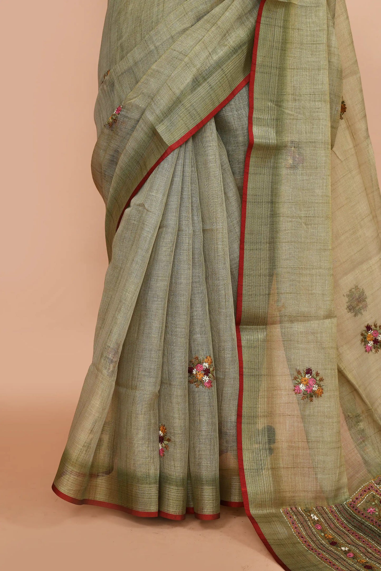 Kavya Sage Green Saree featured