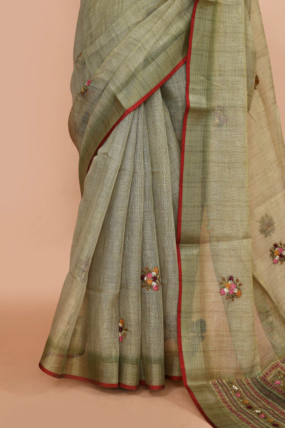 Kavya Sage Green Saree featured