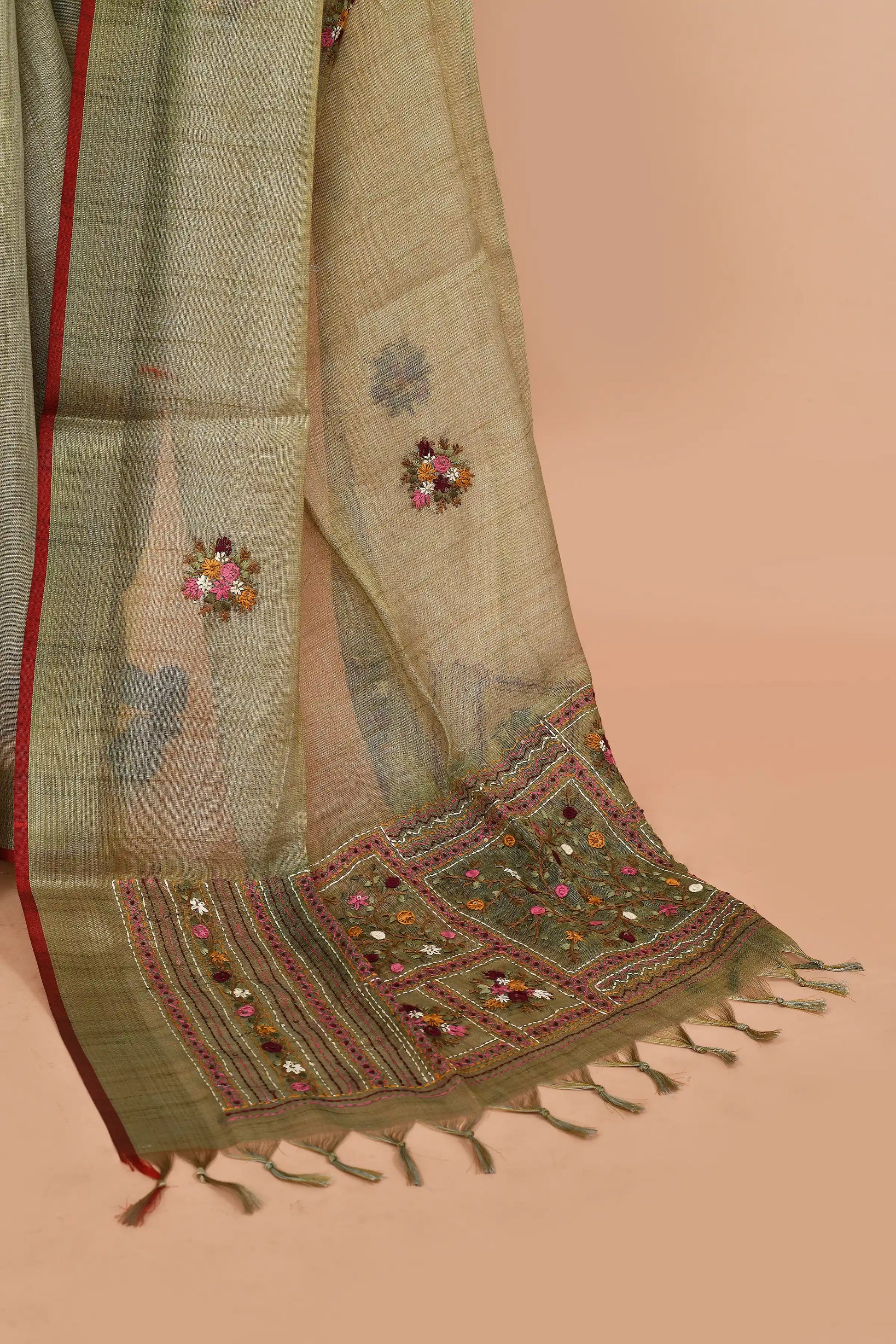 Kavya Sage Green Saree featured