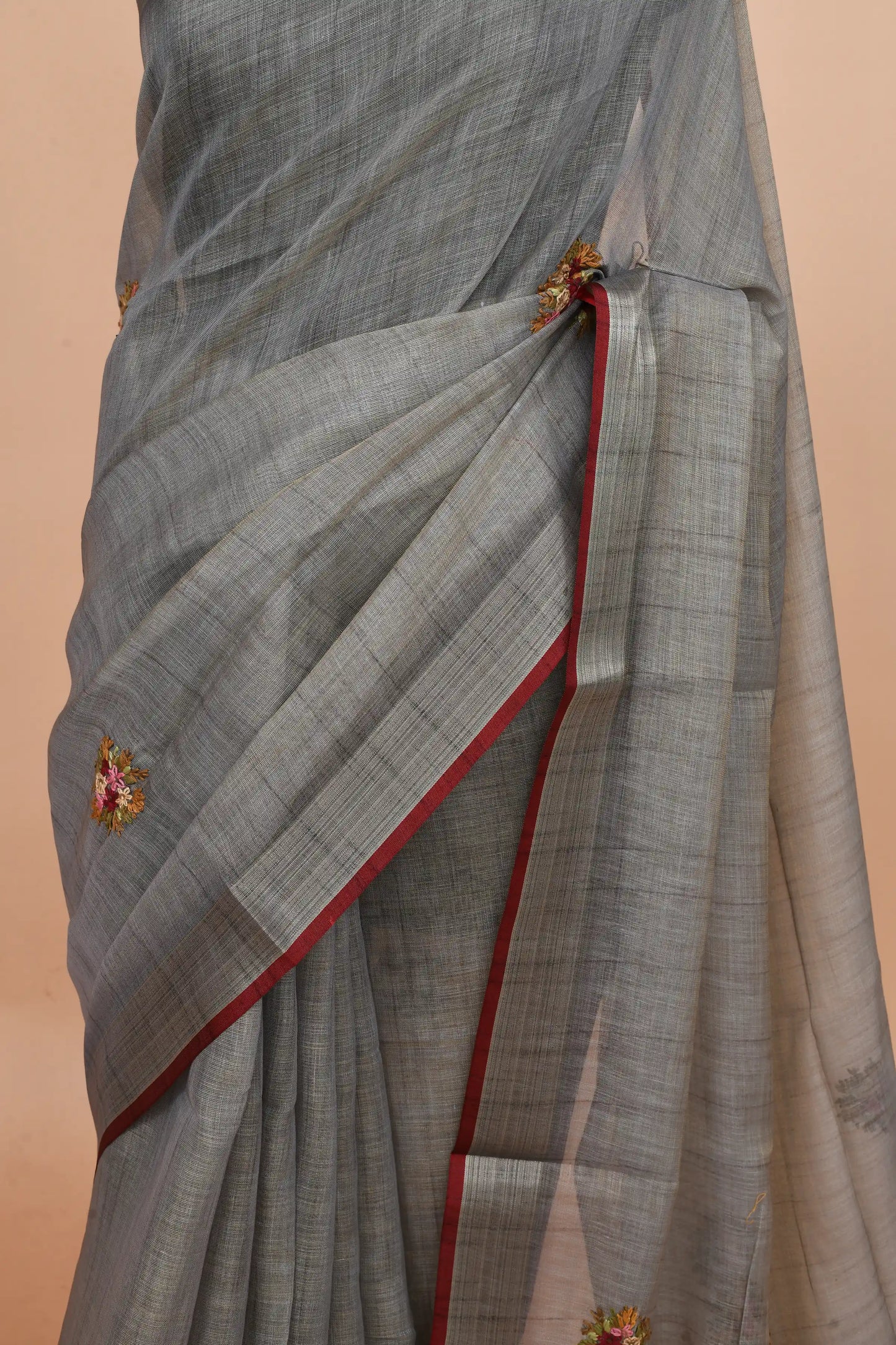 Kavya Steel Grey Saree featured