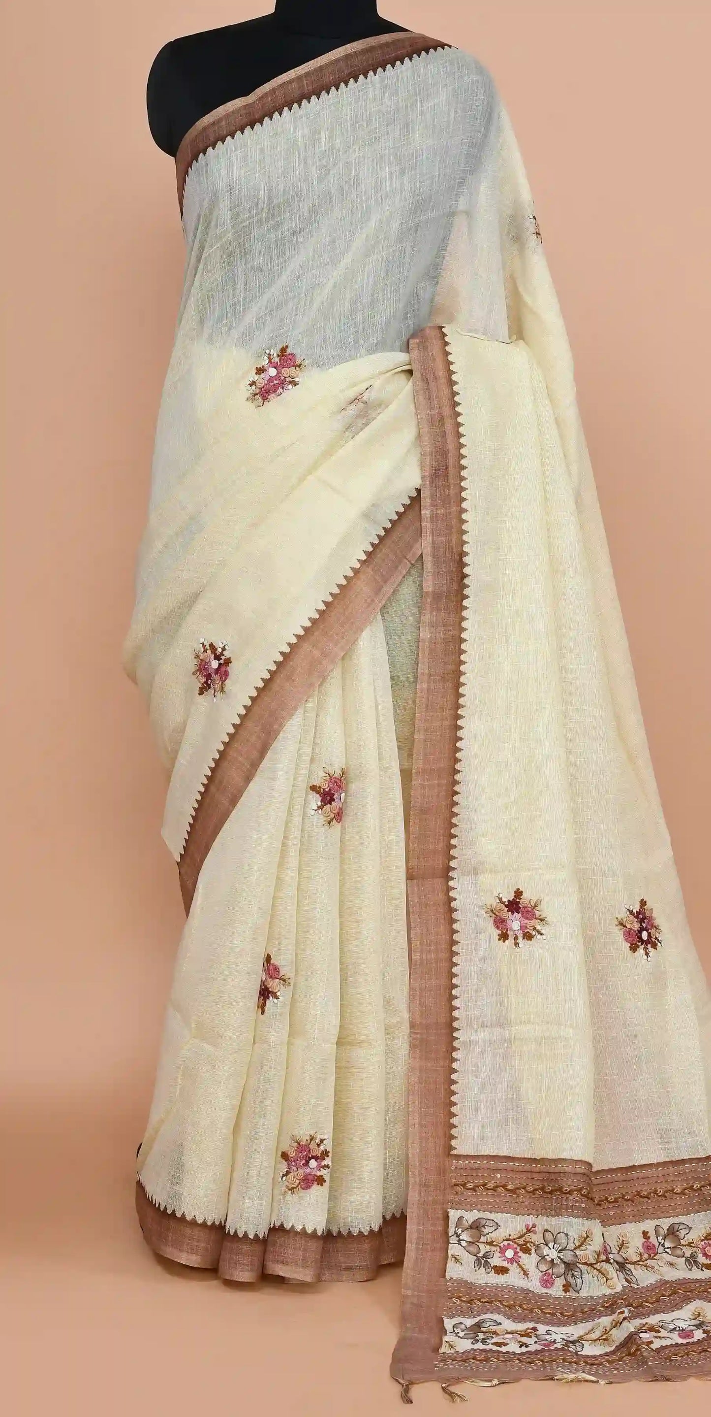 Reeva Chestnut Brown Saree featured