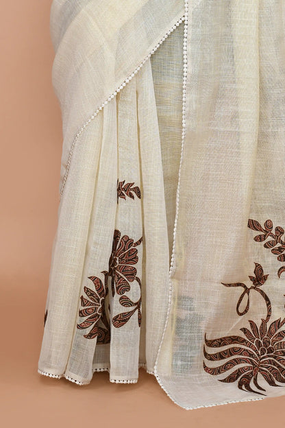 Idalia Brown-Ochre Saree featured