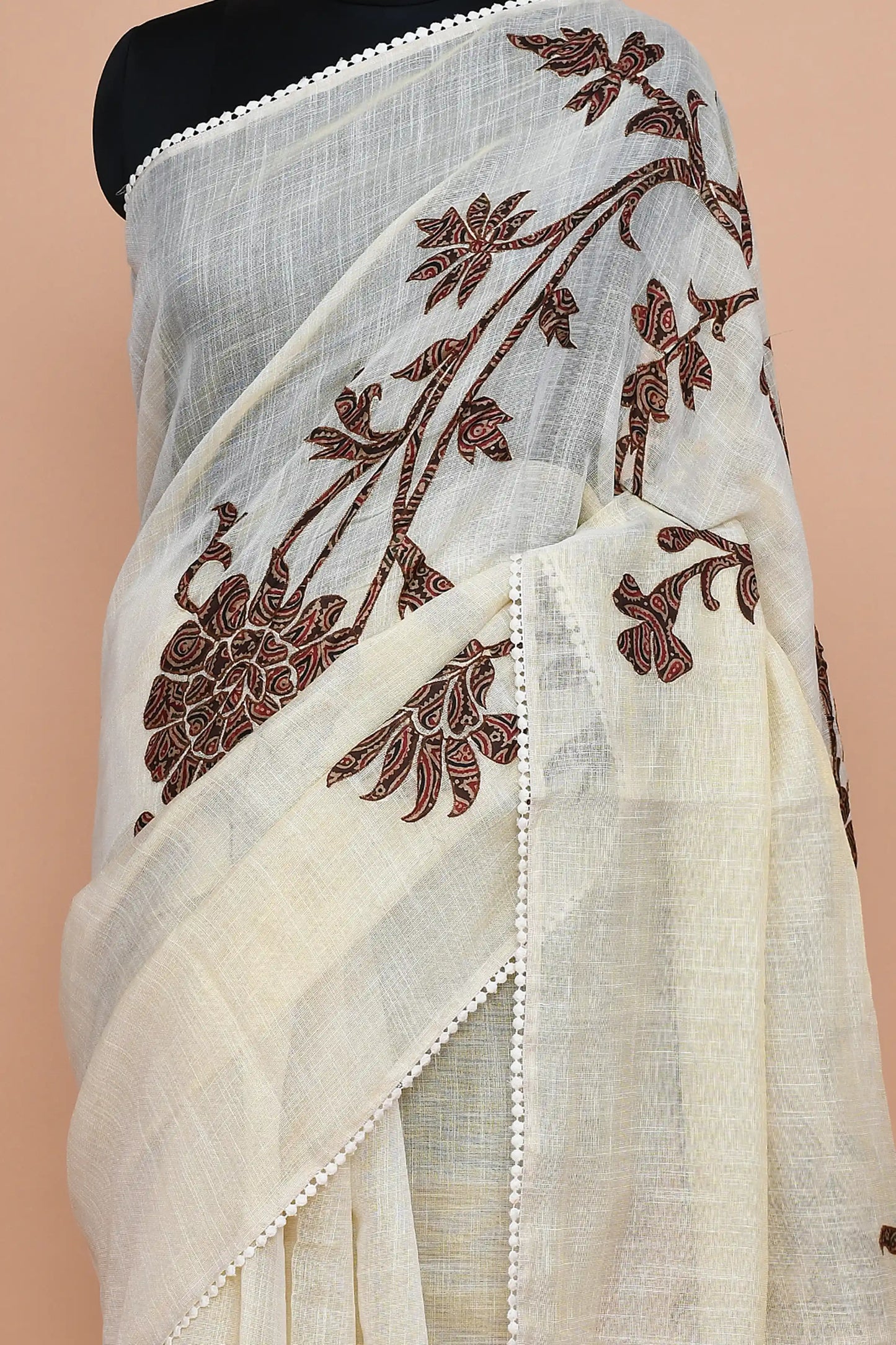 Idalia Brown-Ochre Saree featured