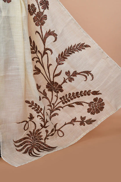 Idalia Brown-Ochre Saree featured