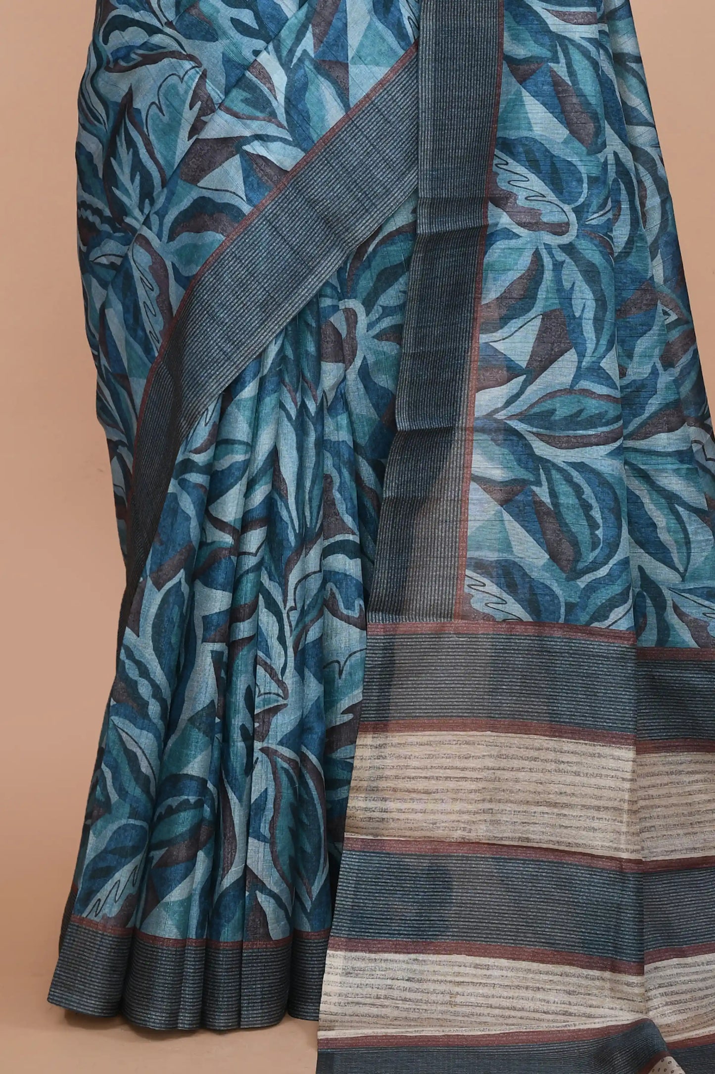 Lavanya Peacock Blue Saree featured