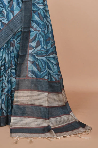 Lavanya Peacock Blue Saree featured