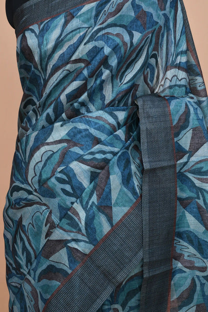 Lavanya Peacock Blue Saree featured