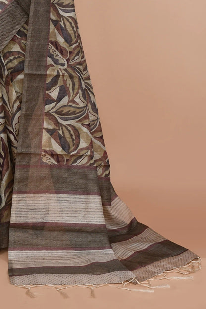 Lavanya Taupe Brown Saree featured