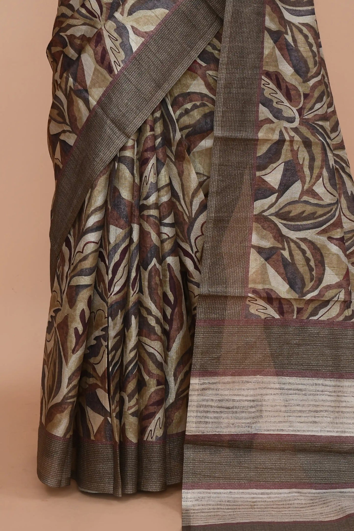 Lavanya Taupe Brown Saree featured