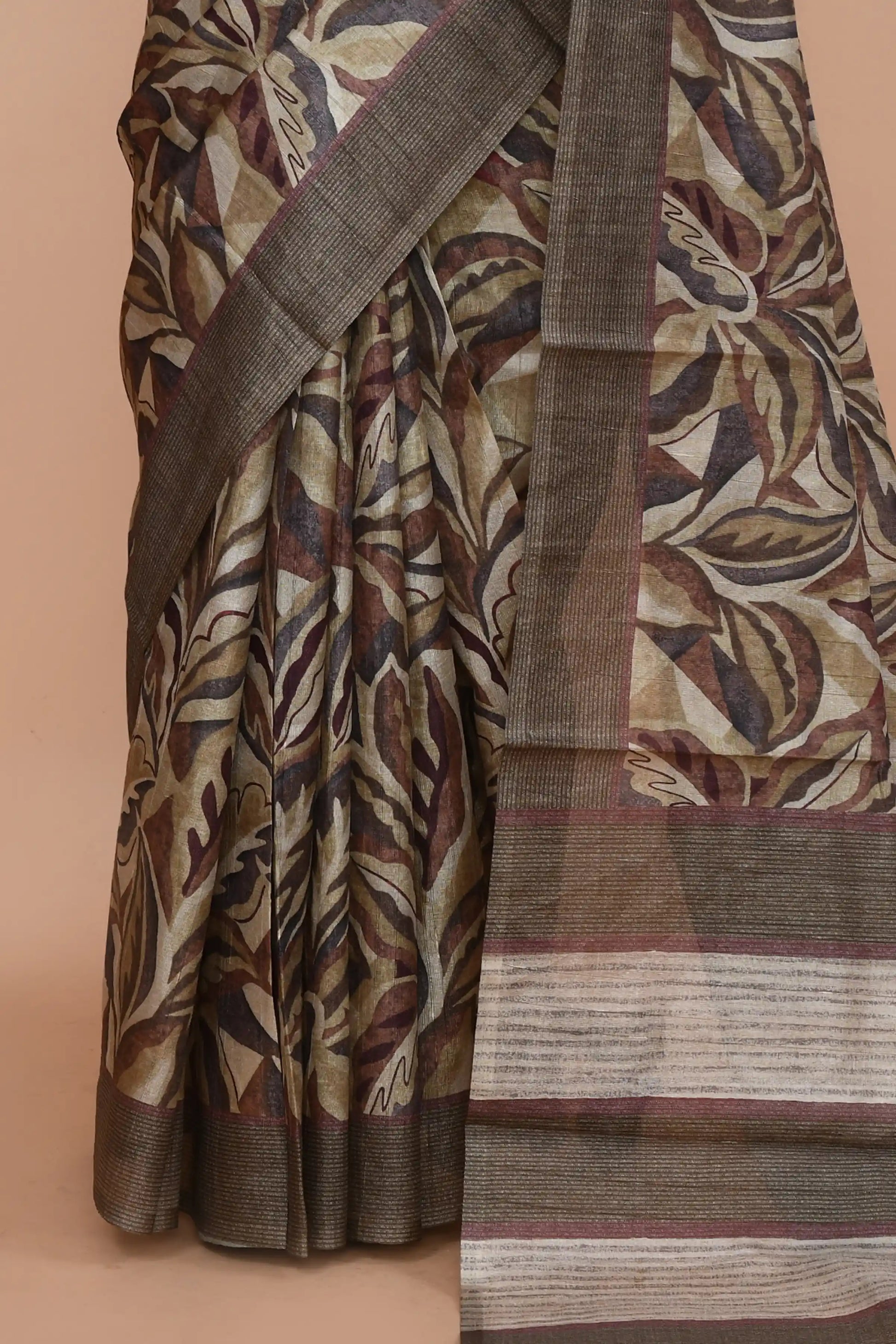 Lavanya Taupe Brown Saree featured