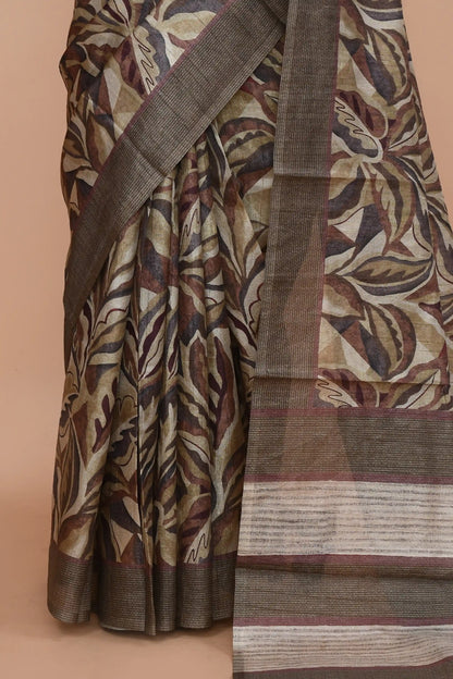 Lavanya Taupe Brown Saree featured