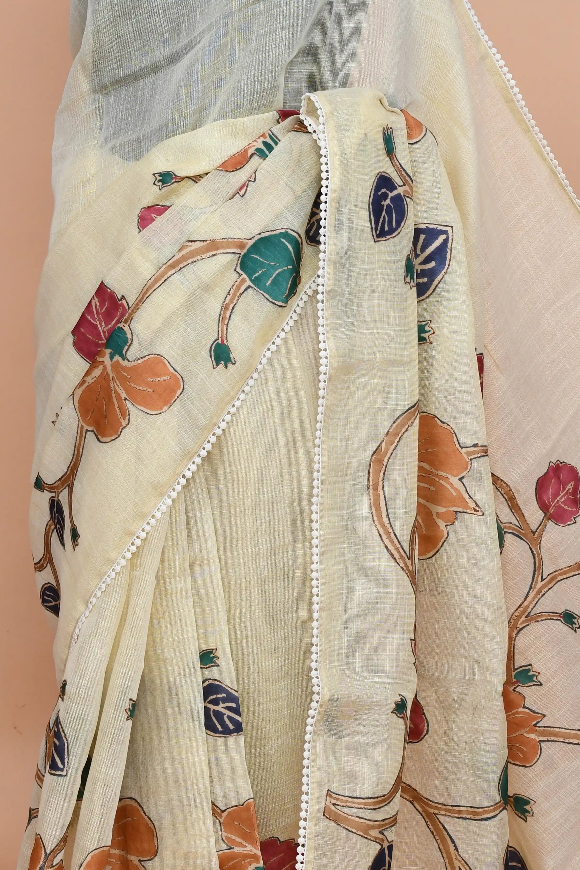 Nysa Burnt Orange & Cobalt  Saree featured