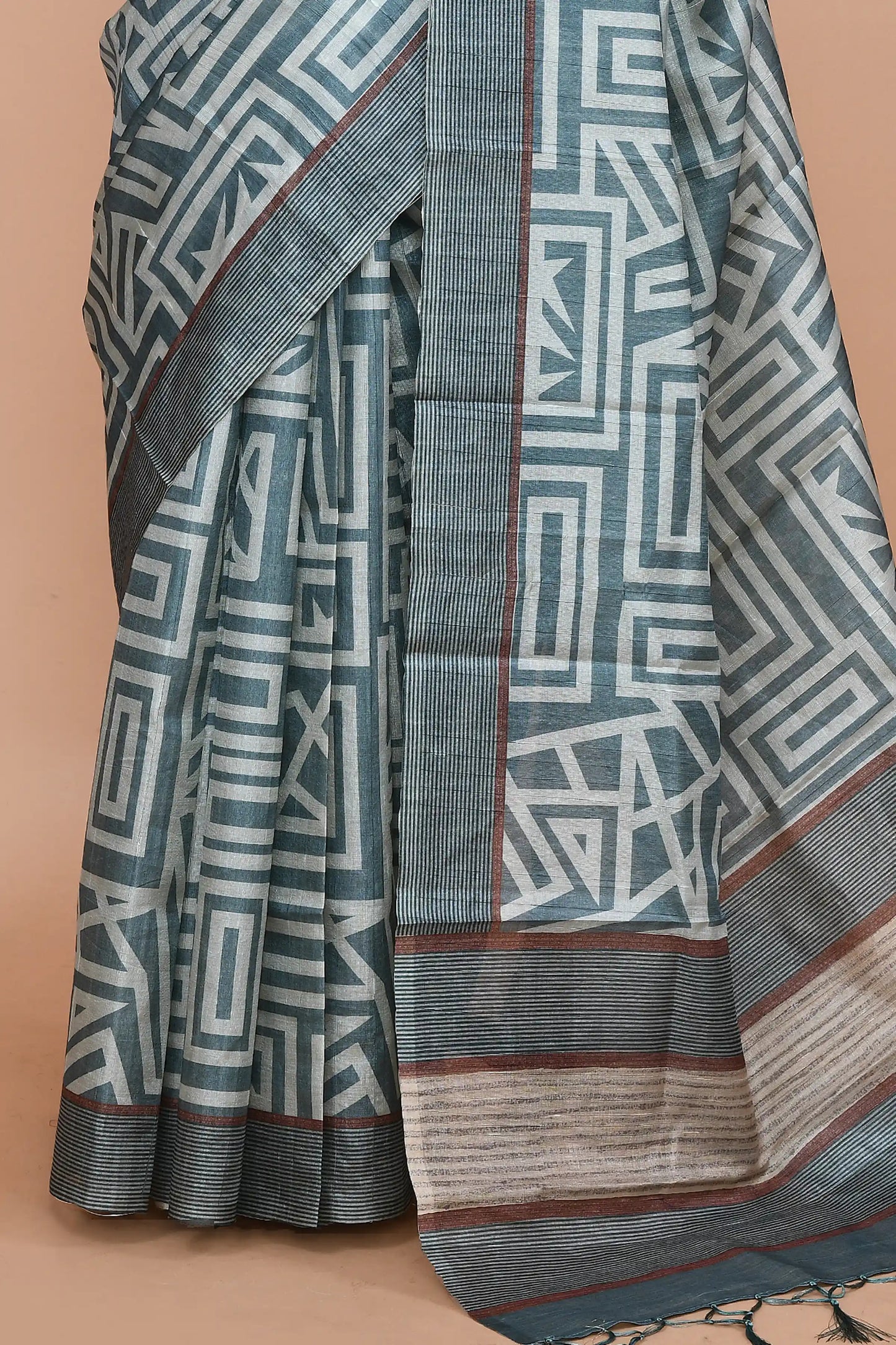 Ojasvi Slate Blue-Grey Saree featured