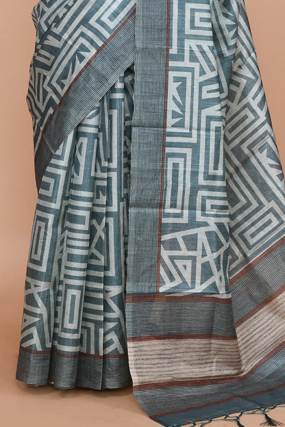 Ojasvi Slate Blue-Grey Saree featured