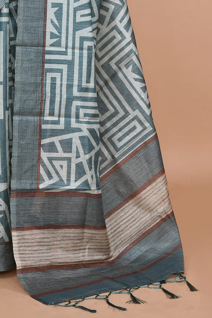 Ojasvi Slate Blue-Grey Saree featured
