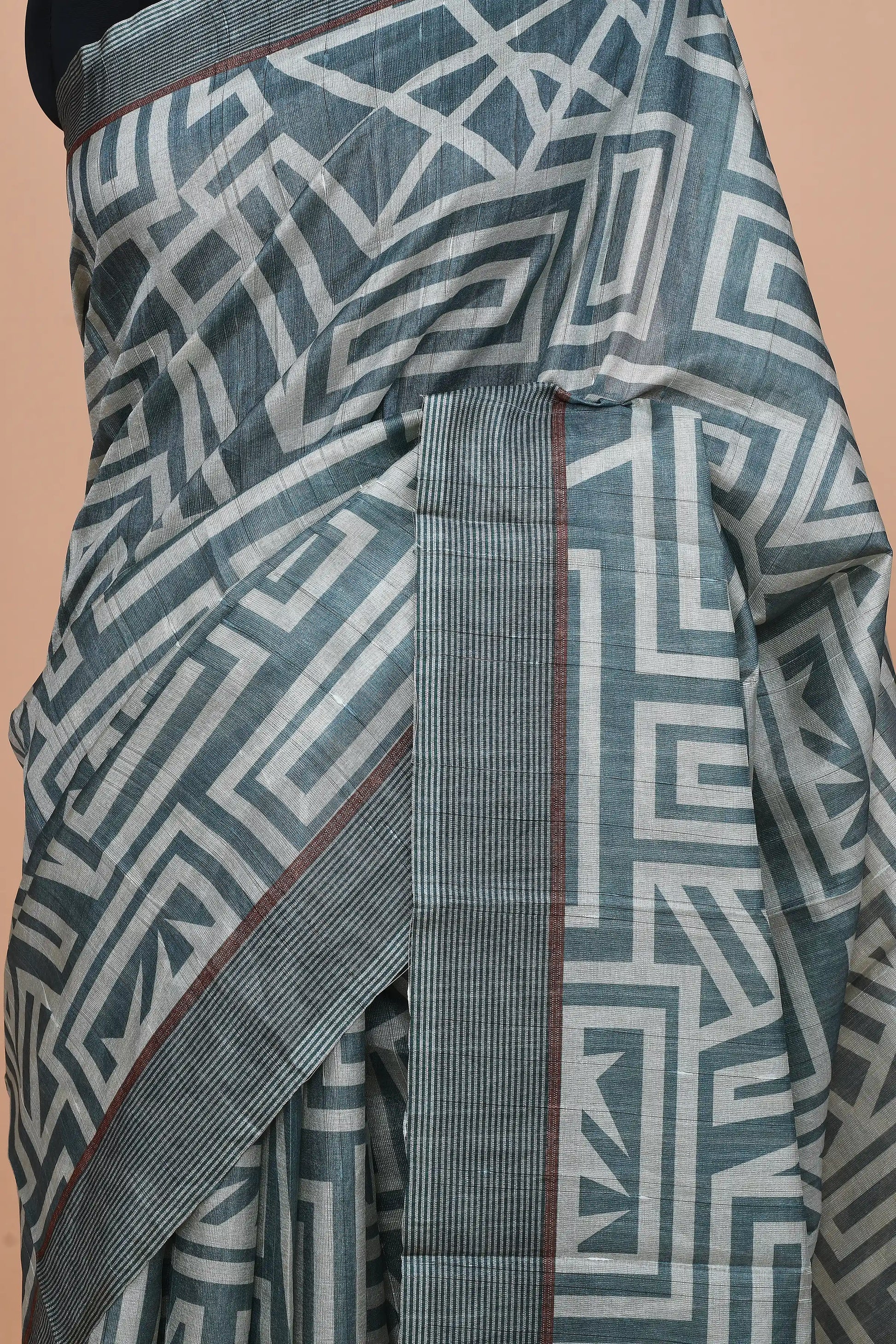 Ojasvi Slate Blue-Grey Saree featured