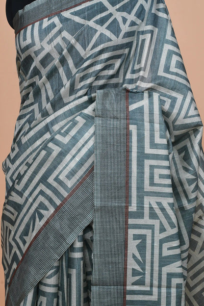 Ojasvi Slate Blue-Grey Saree featured