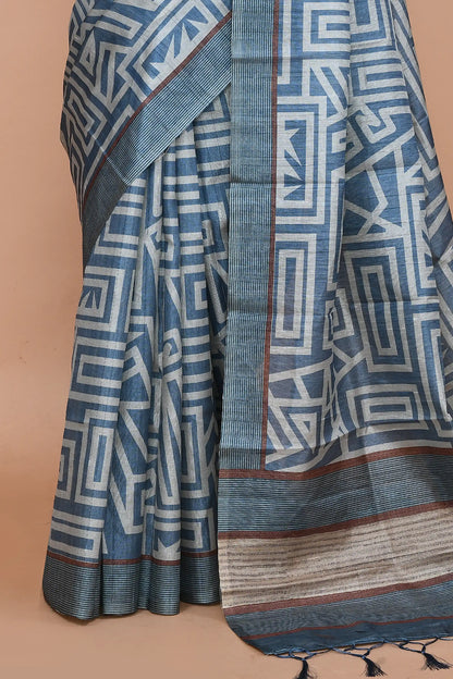 Ojasvi Steel Blue Saree featured