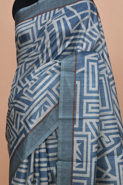 Ojasvi Steel Blue Saree featured