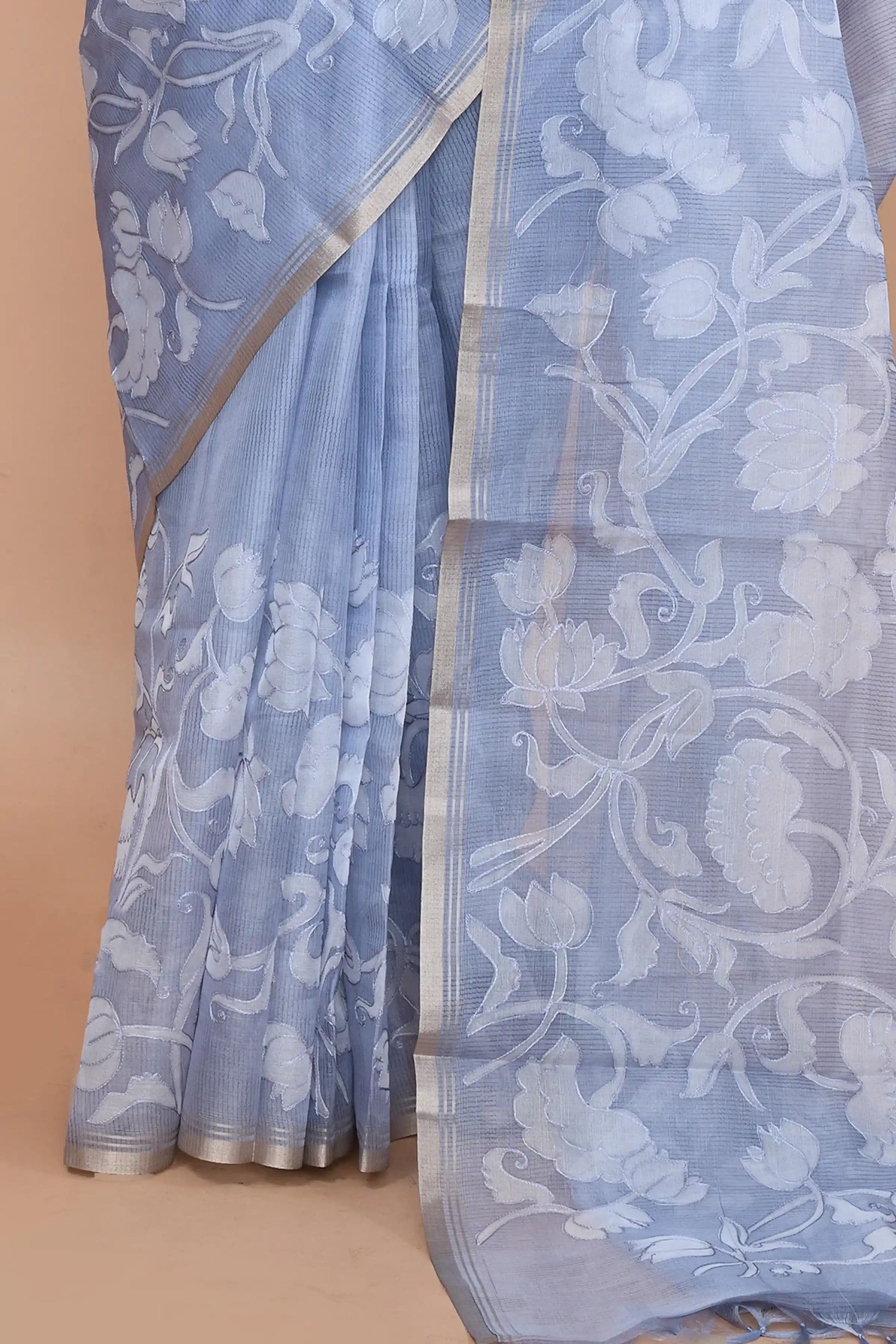 Veda Periwinkle Blue Saree featured
