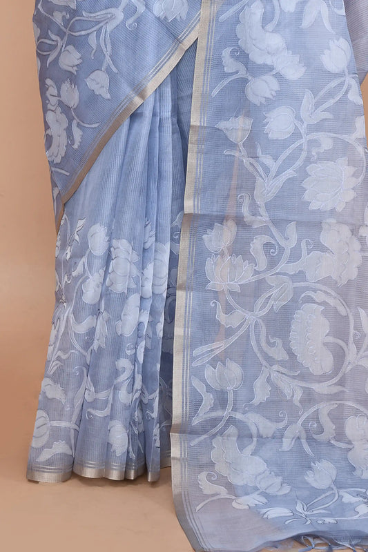 Veda Periwinkle Blue Saree featured