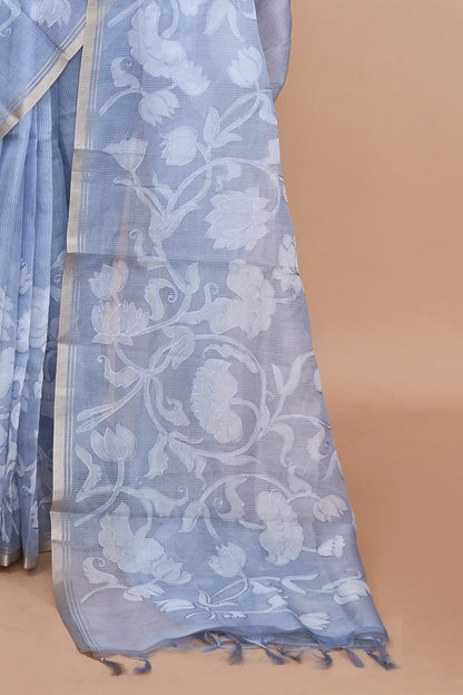 Veda Periwinkle Blue Saree featured