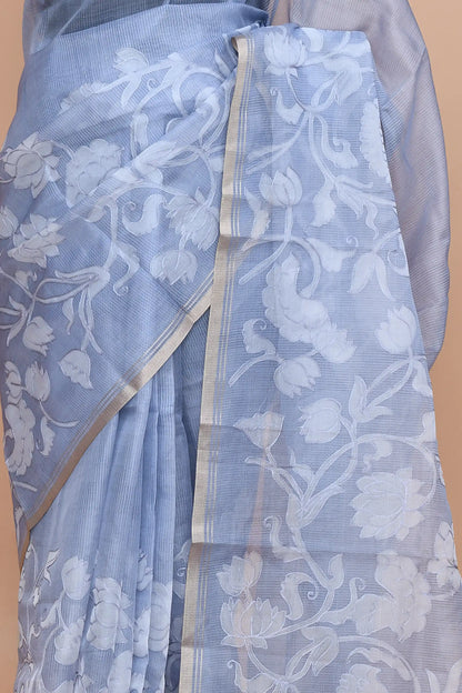 Veda Periwinkle Blue Saree featured