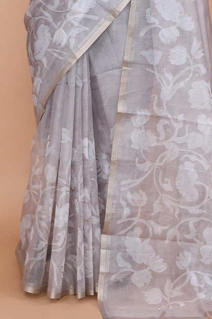 Veda Warm Taupe Beige Saree featured