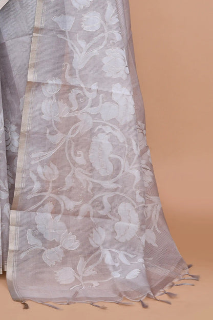 Veda Warm Taupe Beige Saree featured