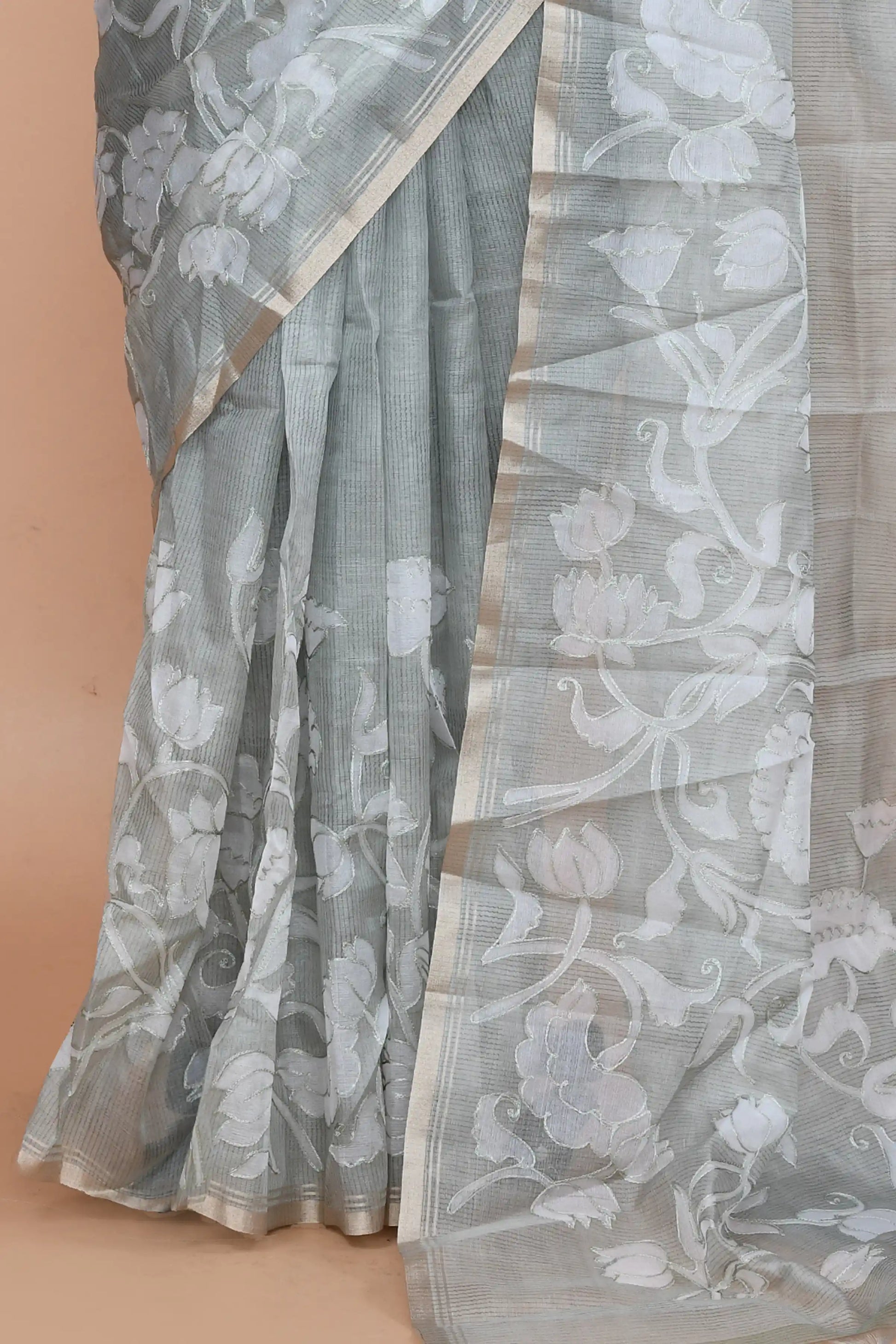 Veda Silver Grey Saree featured