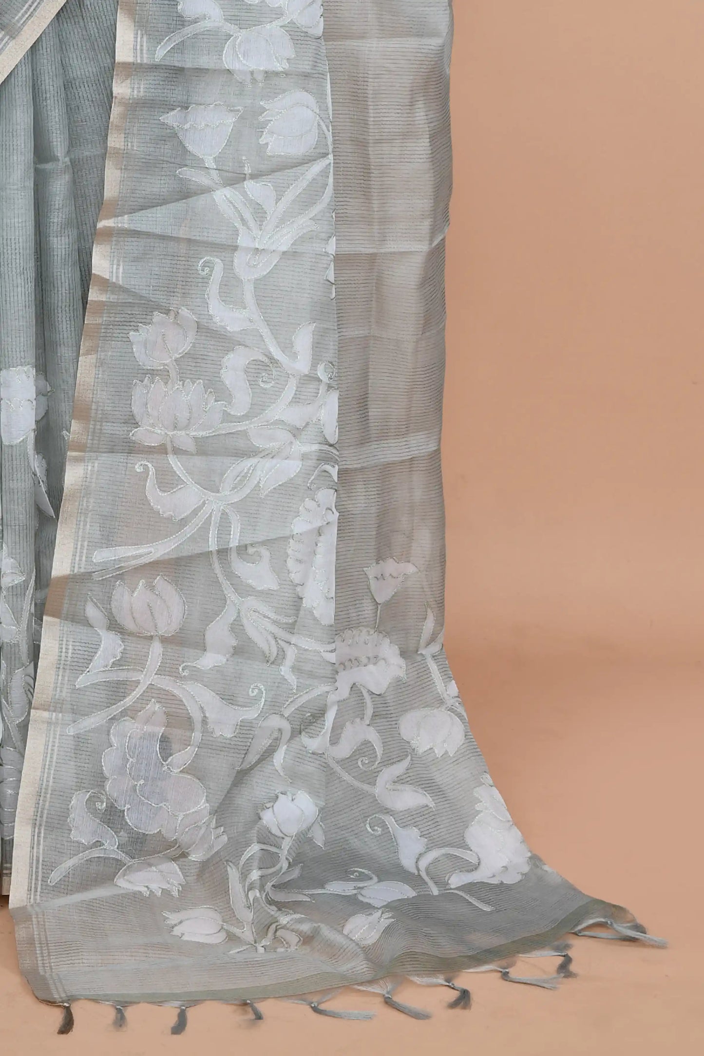 Veda Silver Grey Saree featured