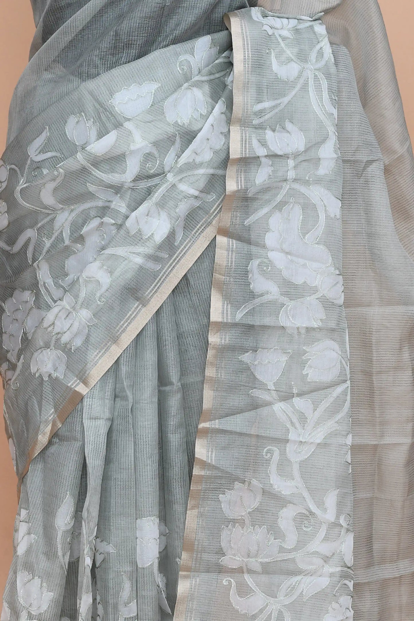 Veda Silver Grey Saree featured
