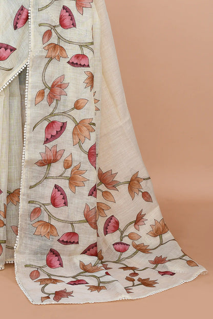 Tirzah Coral Pink & Ochre Saree featured